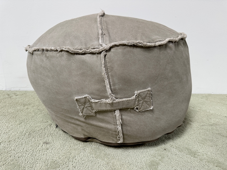 Canvas Tan Colored Pouf 24 x 12 [Photo 3]