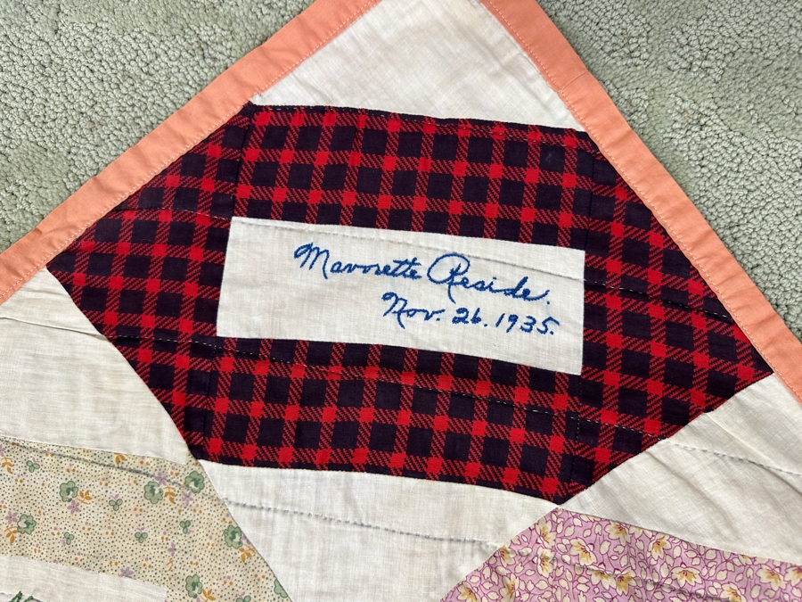 1930's Signed Quilt 73 x 82 [Photo 3]