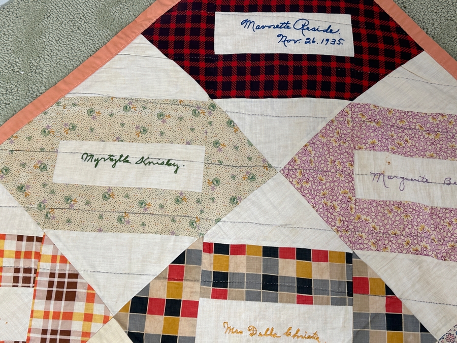 1930's Signed Quilt 73 x 82 [Photo 21]