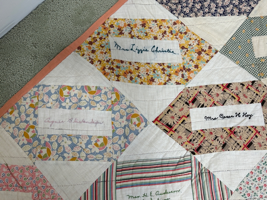 1930's Signed Quilt 73 x 82 [Photo 12]