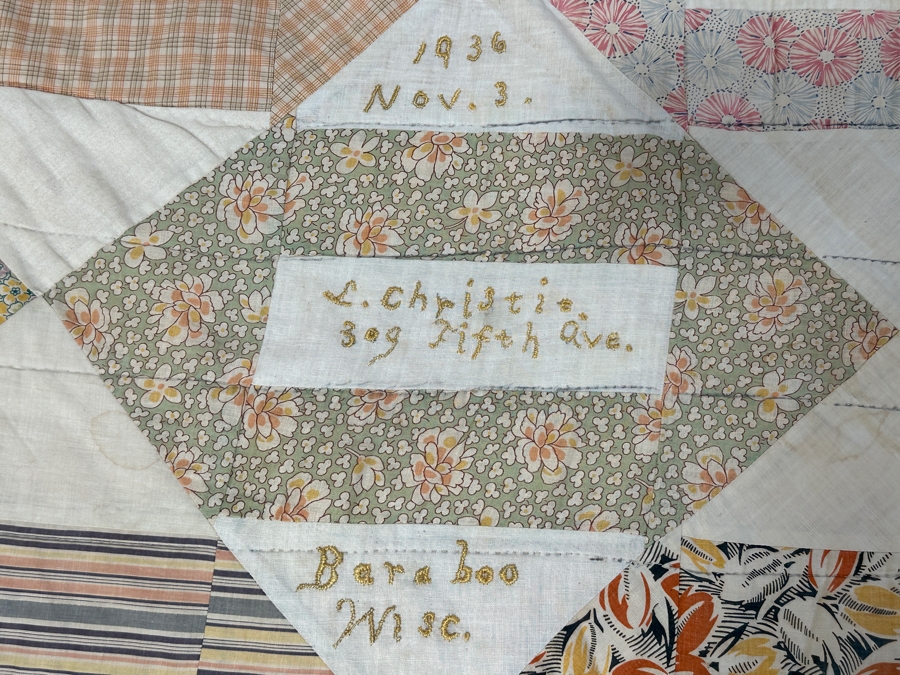 1930's Signed Quilt 73 x 82 [Photo 17]