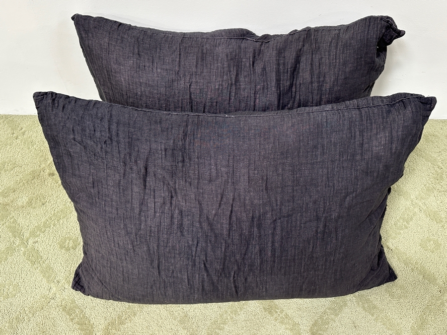 Restoration Hardware Heavyweight Belgian Linen Collection Shams (Made in Italy) with Giant 42' x 30' Feather/Down Pillows [Photo 2]