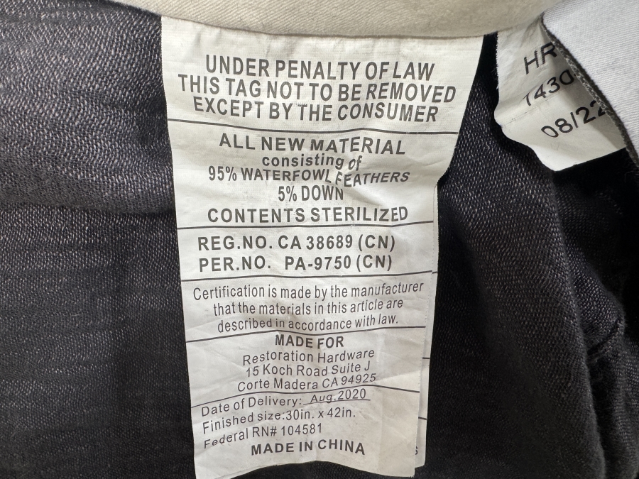 Restoration Hardware Heavyweight Belgian Linen Collection Shams (Made in Italy) with Giant 42' x 30' Feather/Down Pillows [Photo 5]