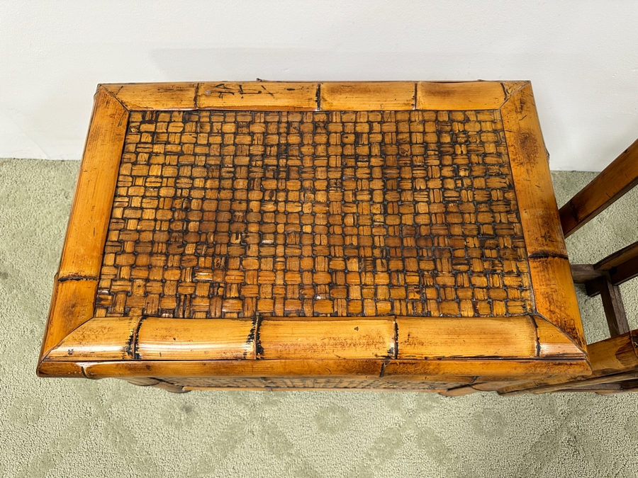 Bamboo And Rattan Trunk 24W X 16D X 19H And Stand 10W X 10D X 25H [Photo 5]