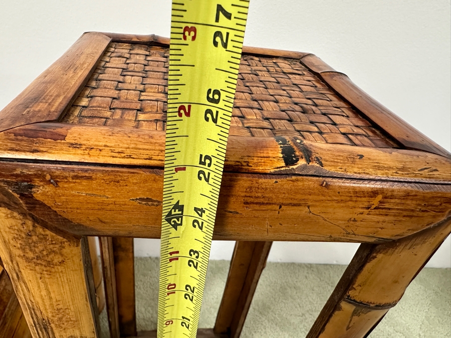 Bamboo And Rattan Trunk 24W X 16D X 19H And Stand 10W X 10D X 25H [Photo 12]