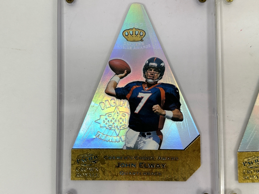Just Added - 1997 Pacific Crown Royale Cramer's Choice Award Jumbo Football Cards: John Elway & Terrell Davis [Photo 2]