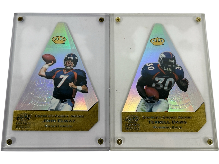 Just Added - 1997 Pacific Crown Royale Cramer's Choice Award Jumbo Football Cards: John Elway & Terrell Davis