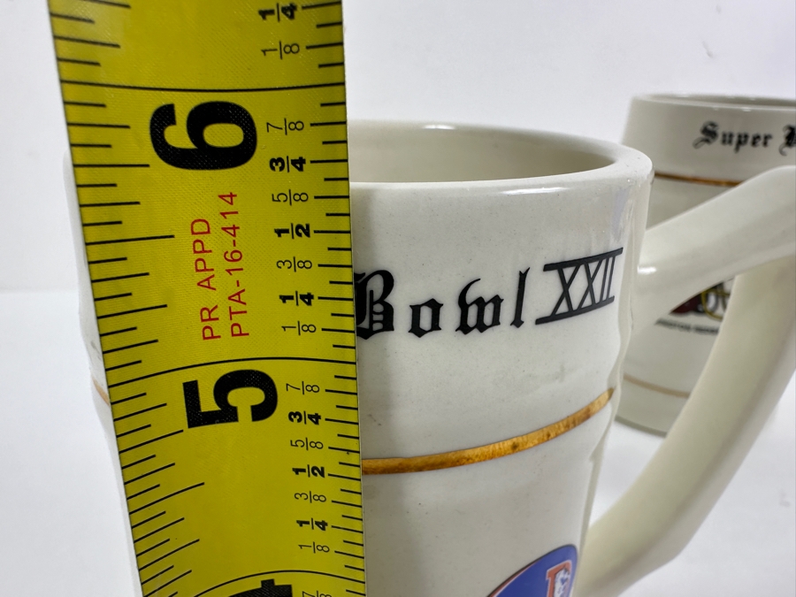 Just Added - Pair Of New Super Bowl XXII Mugs: Washington Redskins Vs. Denver Broncos Hosted At San Diego Jack Murphy Stadium January 31, 1988 5 5/8'H [Photo 5]
