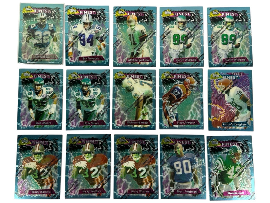 Just Added - (15) Topps Finest Refractor Football Cards With Protective Coating