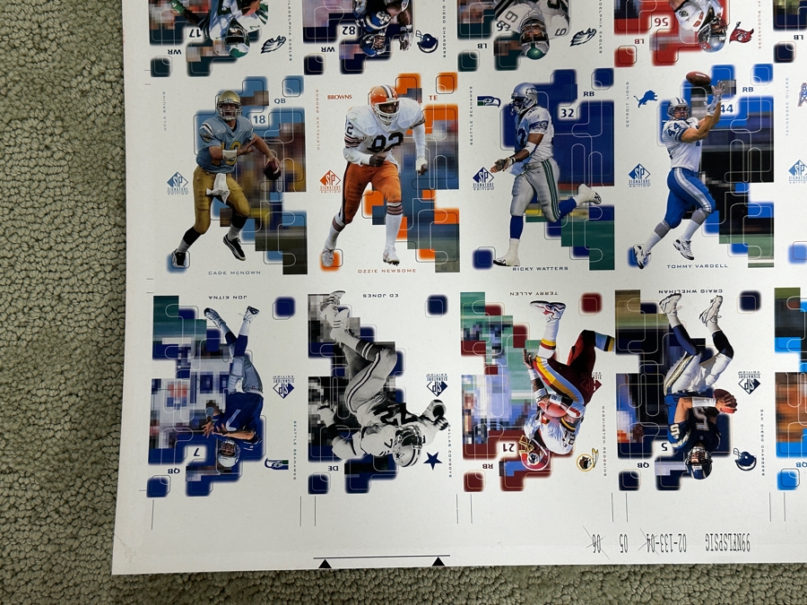 Just Added - 1997 Upper Deck Uncut Printer Sheet Of NFL Football Cards 27 X 40 [Photo 14]