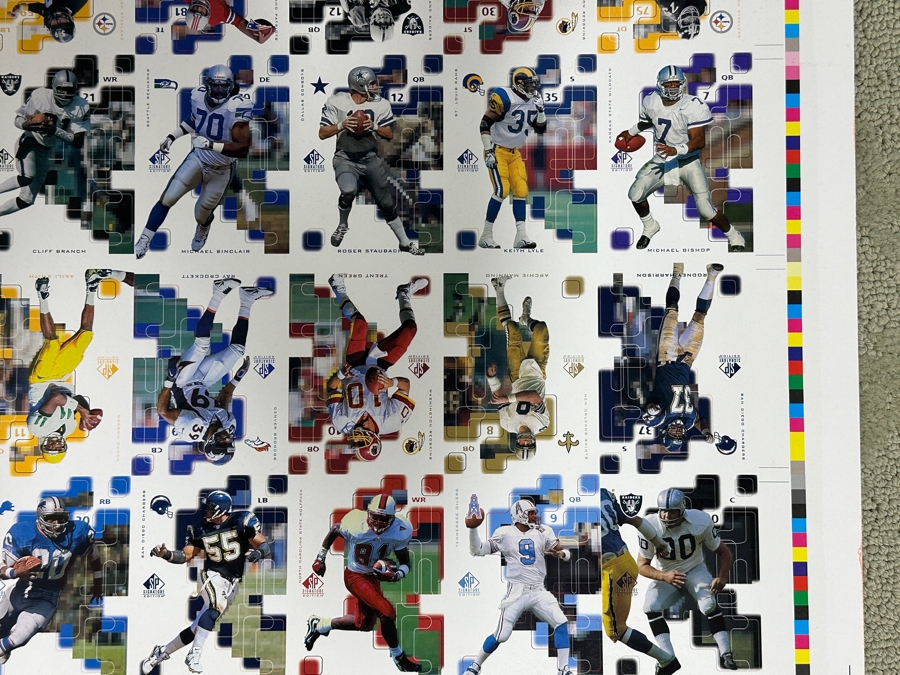 Just Added - 1997 Upper Deck Uncut Printer Sheet Of NFL Football Cards 27 X 40 [Photo 6]