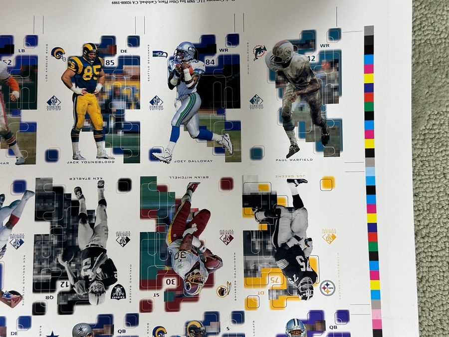 Just Added - 1997 Upper Deck Uncut Printer Sheet Of NFL Football Cards 27 X 40 [Photo 5]