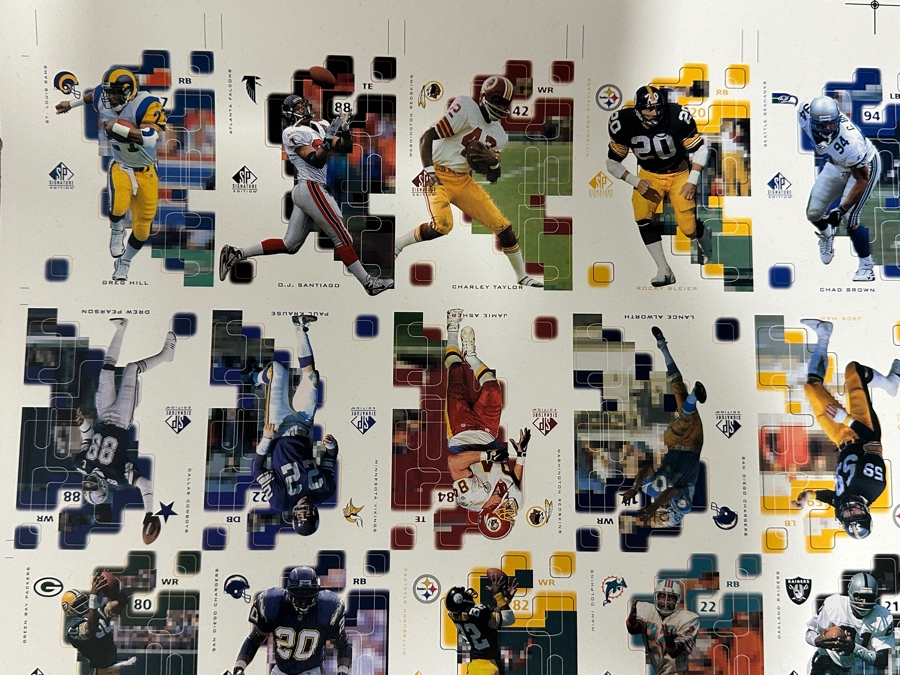 Just Added - 1997 Upper Deck Uncut Printer Sheet Of NFL Football Cards 27 X 40 [Photo 3]