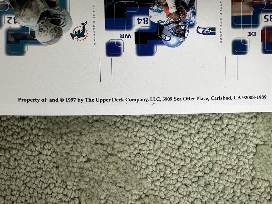 Just Added - 1997 Upper Deck Uncut Printer Sheet Of NFL Football Cards 27 X 40 [Photo 15]
