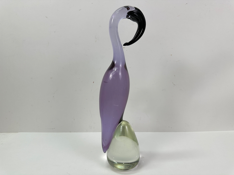 Vintage Murano Glass Lavender Flamingo 14H [Photo 2]