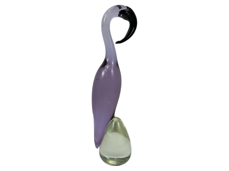 Vintage Murano Glass Lavender Flamingo 14H
