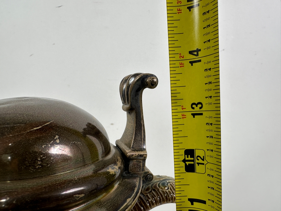 Rare Antique Signed Henry Doulton (Royal Doulton) Pottery Ewer With Substantial Beasley & Beasley English Sterling Silver Top (Pottery Needs To Be Repaired - See Photos For Hairline Cracks) 14'H [Photo 24]