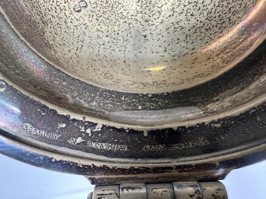 Rare Antique Signed Henry Doulton (Royal Doulton) Pottery Ewer With Substantial Beasley & Beasley English Sterling Silver Top (Pottery Needs To Be Repaired - See Photos For Hairline Cracks) 14'H [Photo 9]