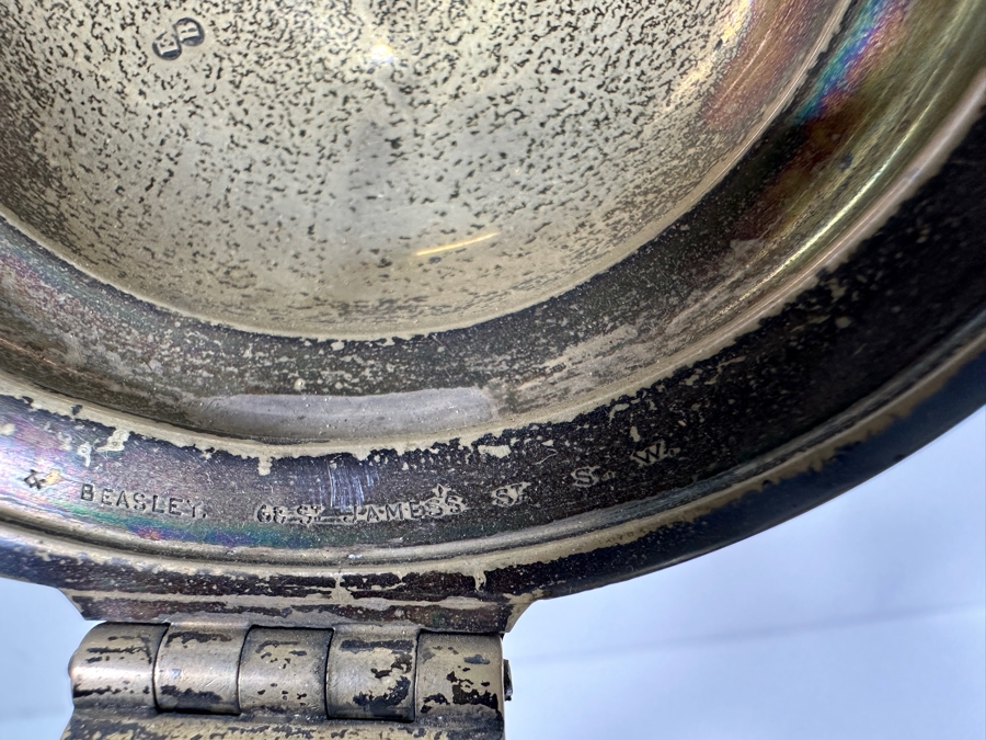 Rare Antique Signed Henry Doulton (Royal Doulton) Pottery Ewer With Substantial Beasley & Beasley English Sterling Silver Top (Pottery Needs To Be Repaired - See Photos For Hairline Cracks) 14'H [Photo 10]