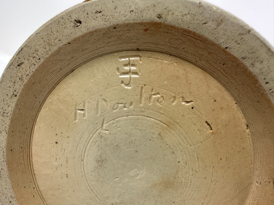 Rare Antique Signed Henry Doulton (Royal Doulton) Pottery Ewer With Substantial Beasley & Beasley English Sterling Silver Top (Pottery Needs To Be Repaired - See Photos For Hairline Cracks) 14'H [Photo 18]