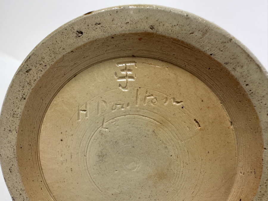 Rare Antique Signed Henry Doulton (Royal Doulton) Pottery Ewer With Substantial Beasley & Beasley English Sterling Silver Top (Pottery Needs To Be Repaired - See Photos For Hairline Cracks) 14'H [Photo 19]