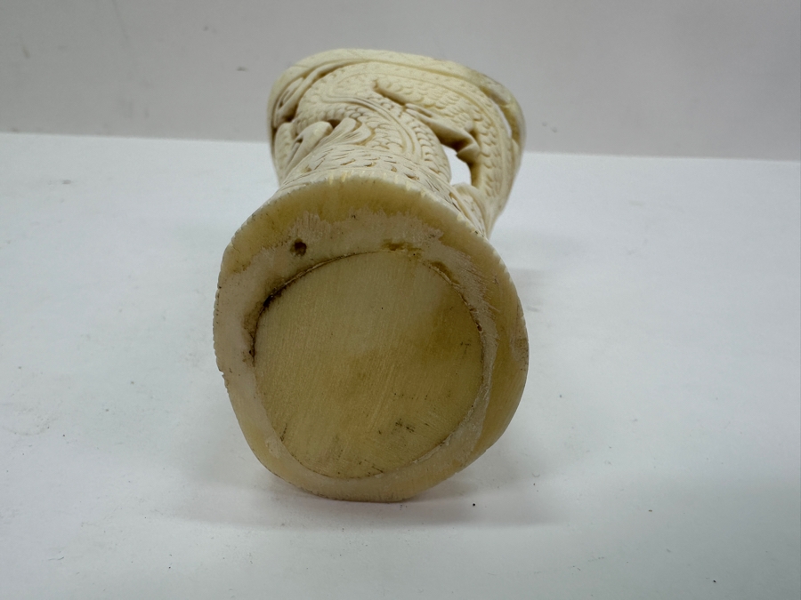 Vintage Carved Bone Dragon Serpent Pencil Brush Cigarette Holder 4-3/8'H [Photo 9]