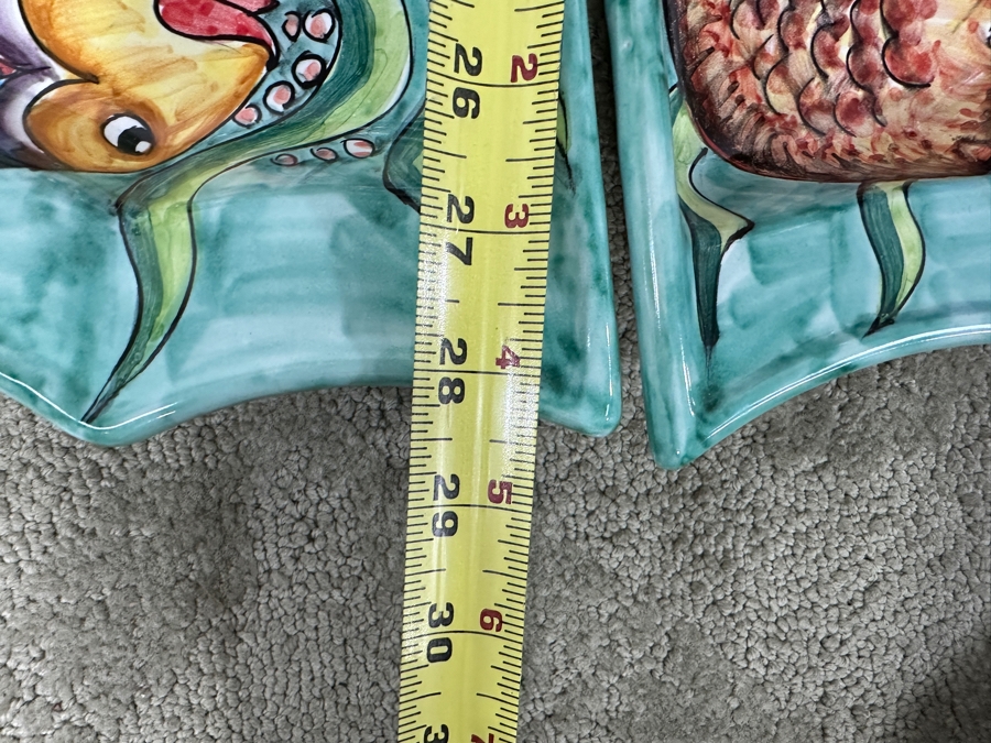 Assunta Positano Handmade Ceramic Fish Platter with 6 Circling Plates, Made in Italy 34' x 28' [Photo 12]