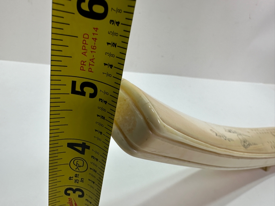 Old Inuit Alaskan Walrus Tusk Scrimshaw Cribbage Board From Wood River Alaska 23'L X 2.5'W X 5'H  [Photo 16]