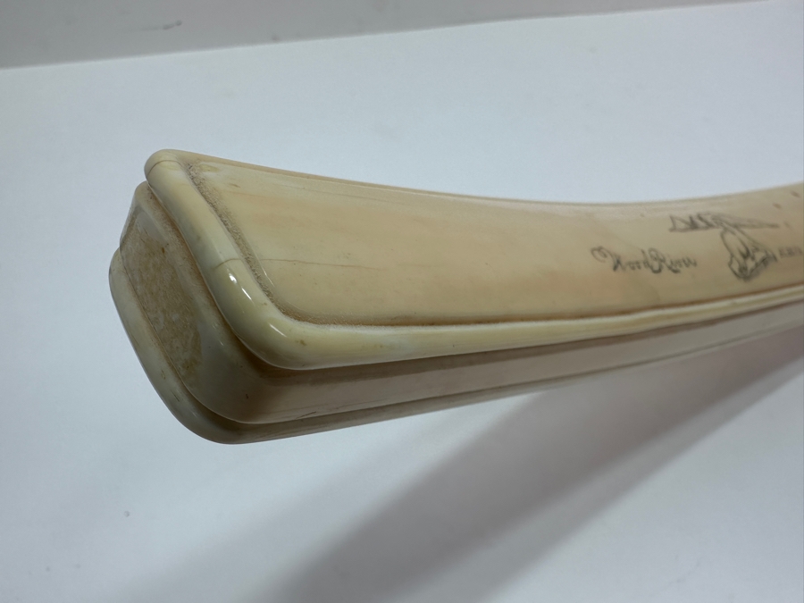 Old Inuit Alaskan Walrus Tusk Scrimshaw Cribbage Board From Wood River Alaska 23'L X 2.5'W X 5'H  [Photo 17]