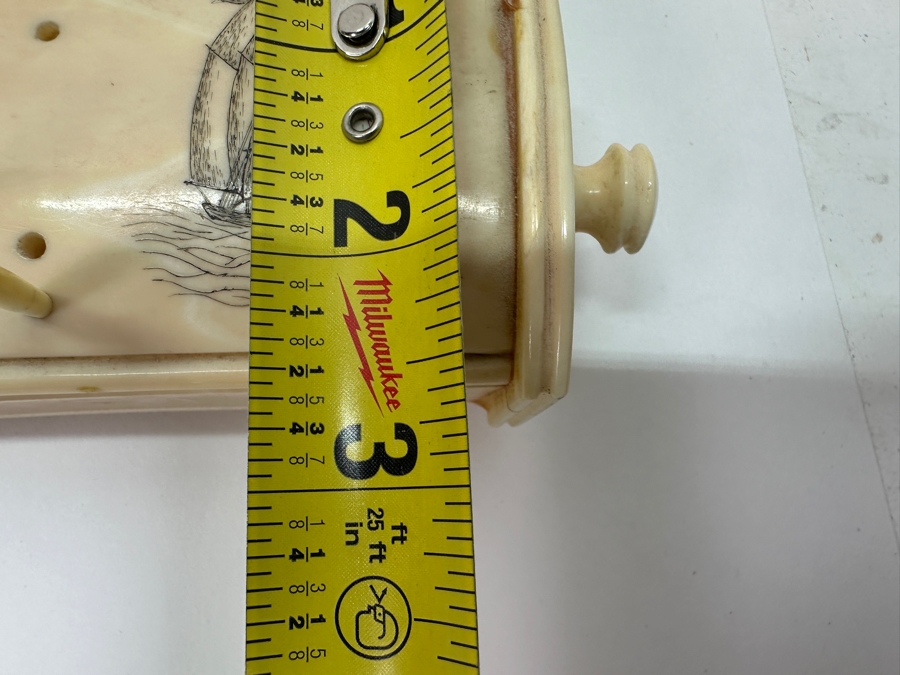 Old Inuit Alaskan Walrus Tusk Scrimshaw Cribbage Board From Wood River Alaska 23'L X 2.5'W X 5'H  [Photo 15]