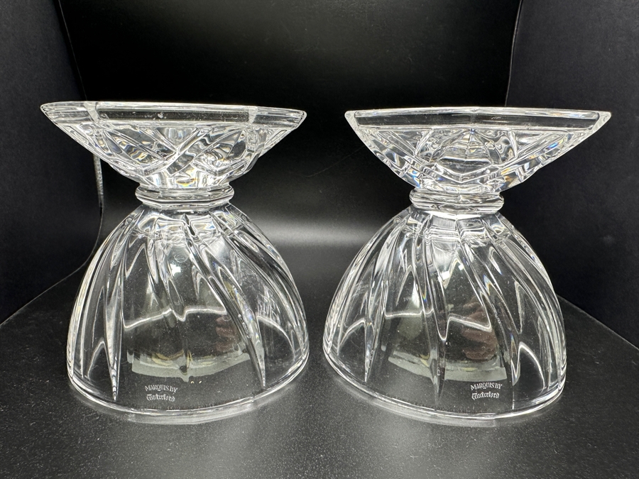 Pair Of Waterford Marquis Candleholders 4'H [Photo 2]
