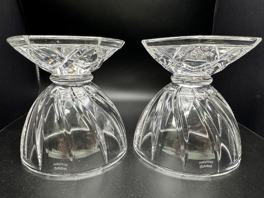 Pair Of Waterford Marquis Candleholders 4'H [Photo 3]