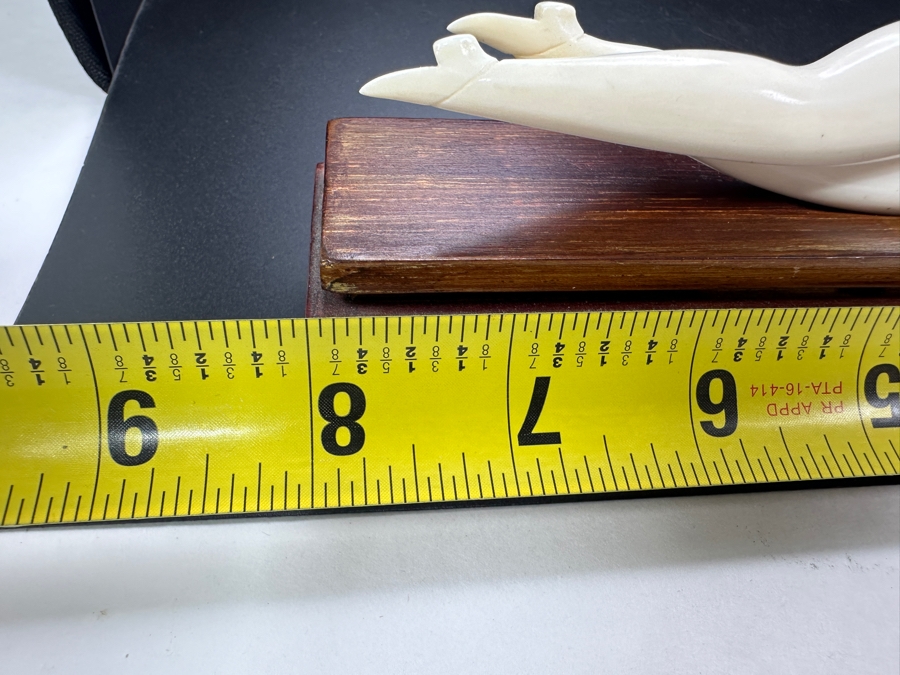 Antique Chinese Carved Bone Medicine Doll Doctor's Lady With Wooden Stand - Lady Is 7'L / Stand Is 8'L [Photo 10]