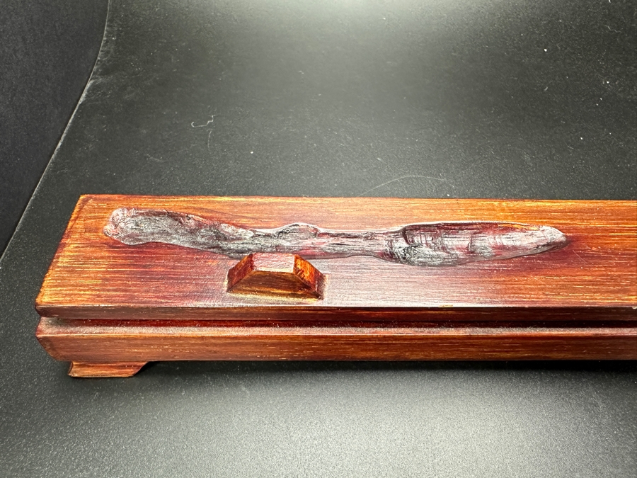 Antique Chinese Carved Bone Medicine Doll Doctor's Lady With Wooden Stand - Lady Is 7'L / Stand Is 8'L [Photo 9]