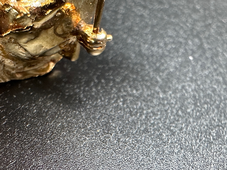 14k Gold Rose Brooch Pin With Stone 13.3g [Photo 8]