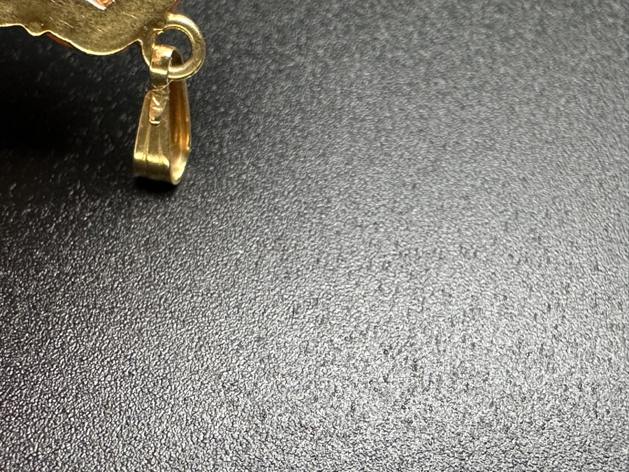 14k Gold Carved Coral Rose Pendant 3.4g [Photo 5]