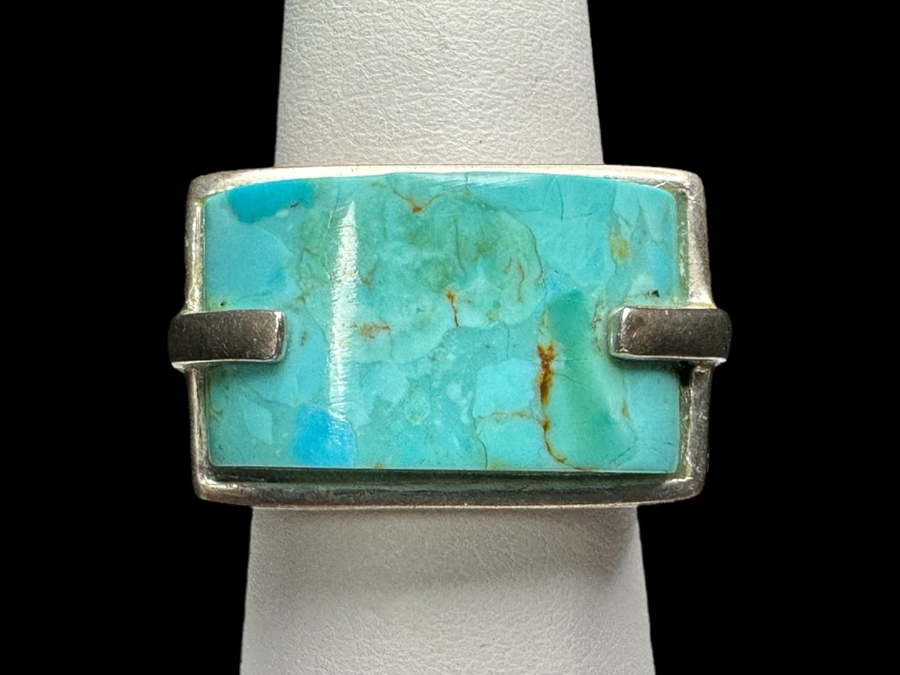Sterling Silver Turquoise Ring Size 8.5 11.5g