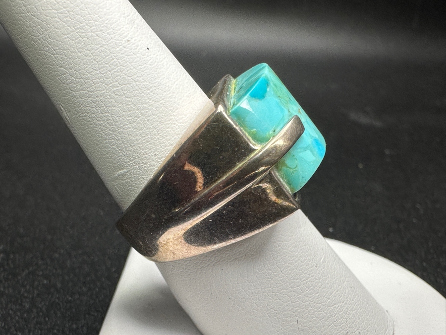 Sterling Silver Turquoise Ring Size 8.5 11.5g [Photo 4]