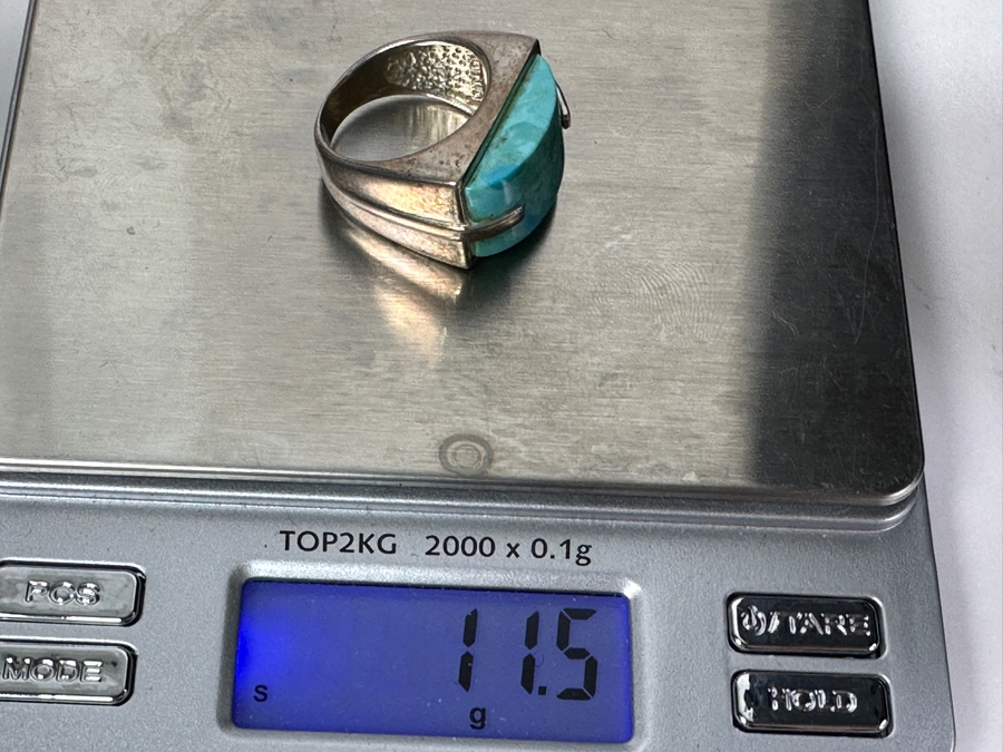 Sterling Silver Turquoise Ring Size 8.5 11.5g [Photo 8]