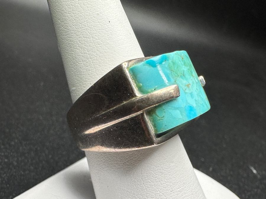 Sterling Silver Turquoise Ring Size 8.5 11.5g [Photo 3]