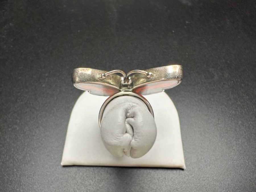.950 Silver Butterfly Ring Signed WC Peru Size 7.5 11.1g [Photo 3]