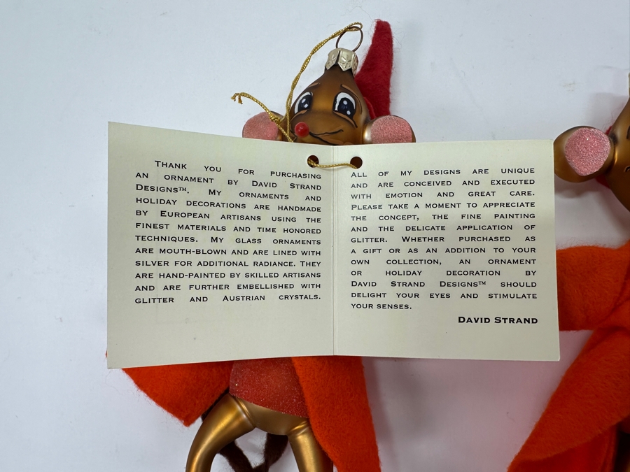 David Strand Pair of Handmade Glass Mice Christmas Ornaments Retails $140 [Photo 6]