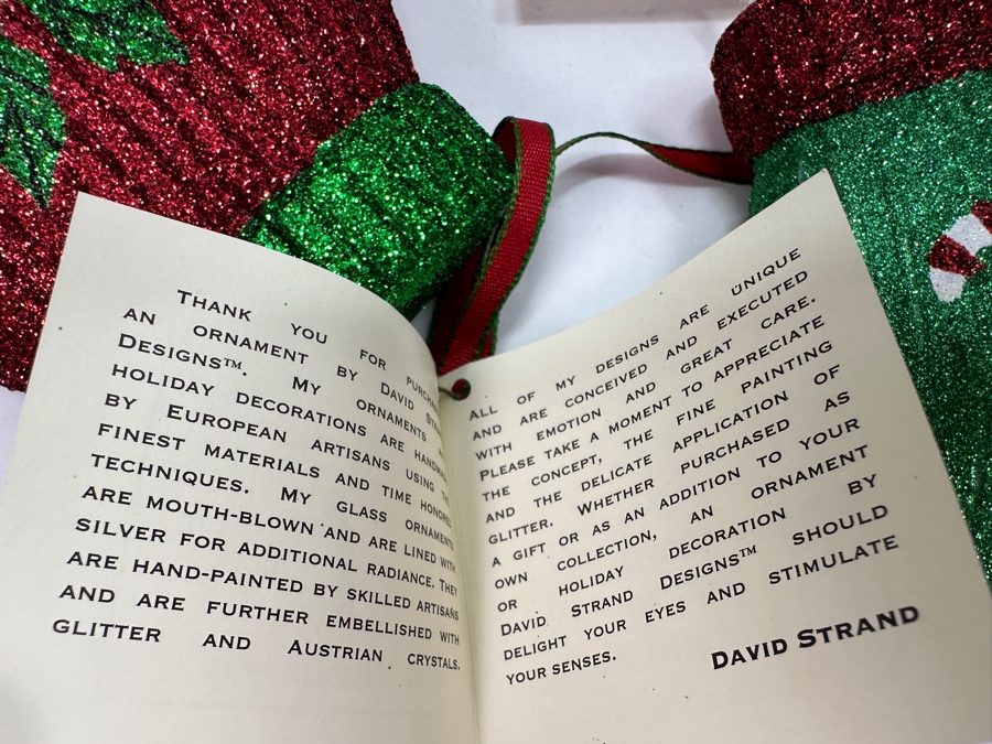 (4) David Strand Handmade Glass Mitten Christmas Ornaments Retails $256 [Photo 6]