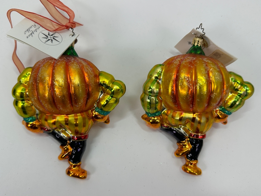 (2) Christopher Radko Handmade Glass Pumpkin Ornaments [Photo 4]