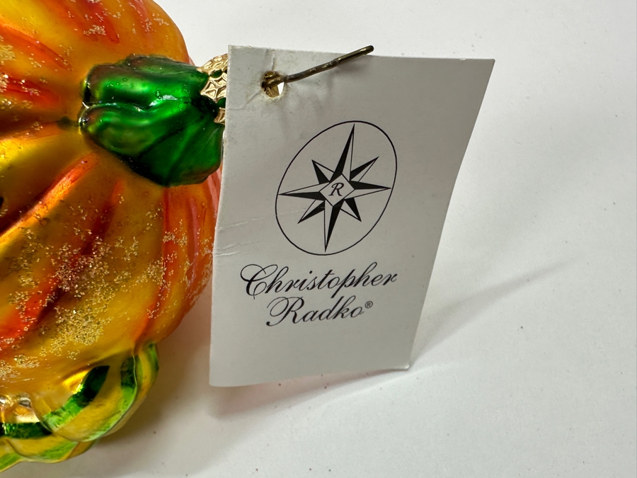 (2) Christopher Radko Handmade Glass Pumpkin Ornaments [Photo 2]