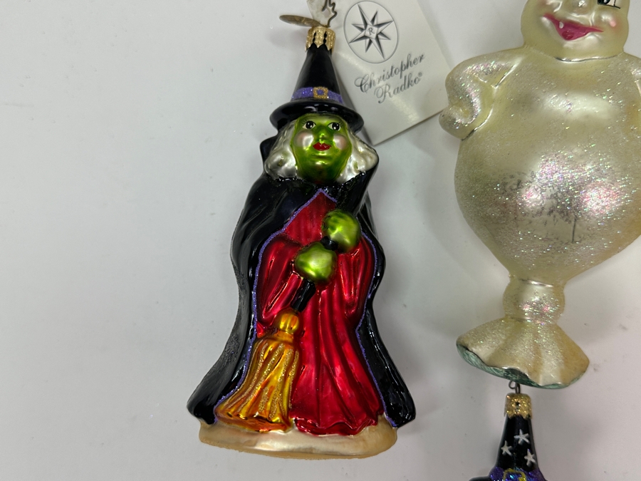 (3) Assorted Christopher Radko Handmade Glass Halloween Themed Ornaments [Photo 2]