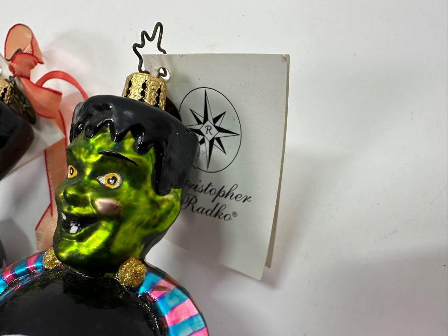 (2) Christopher Radko Handmade Glass Frankenstein Ornaments [Photo 4]