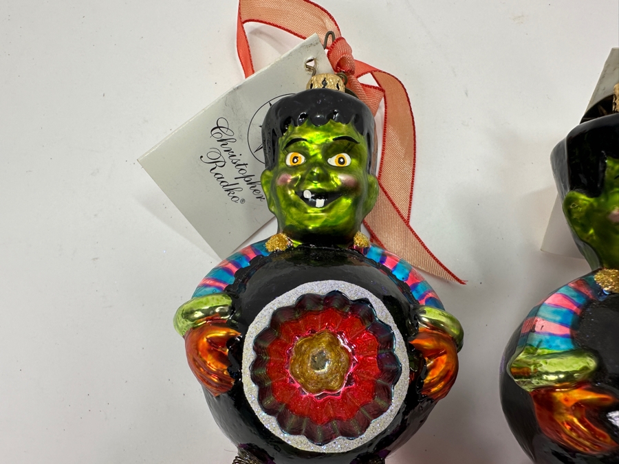 (2) Christopher Radko Handmade Glass Frankenstein Ornaments [Photo 3]