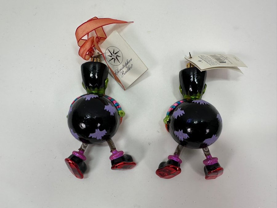 (2) Christopher Radko Handmade Glass Frankenstein Ornaments [Photo 5]