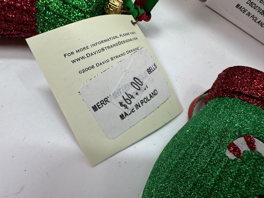 (4) David Strand Handmade Glass Mitten Christmas Ornaments Retails $256 [Photo 6]